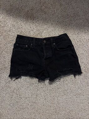Free People Black Distressed Denim Cutoff Shorts